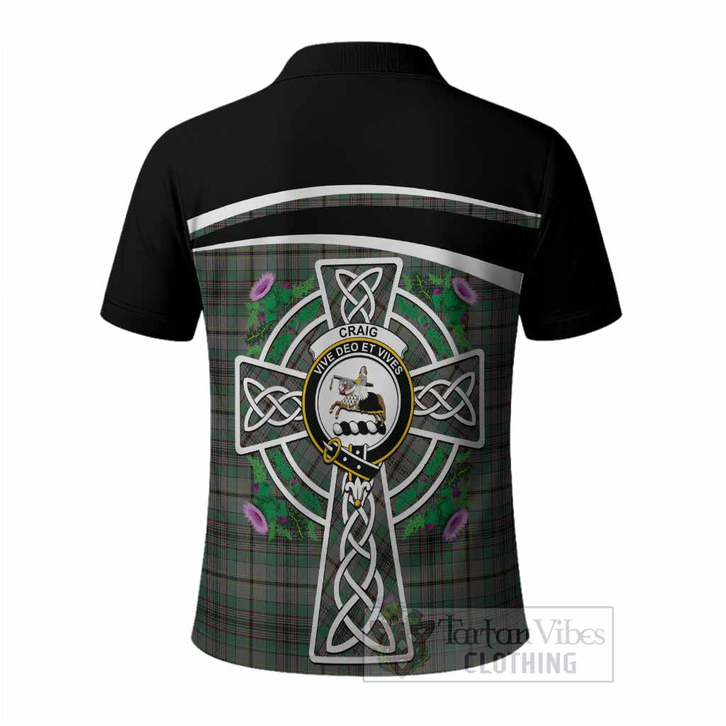 Craig Tartan Crest Polo Shirt Scottish Thistle Celtic Cross Alba Gu Brath