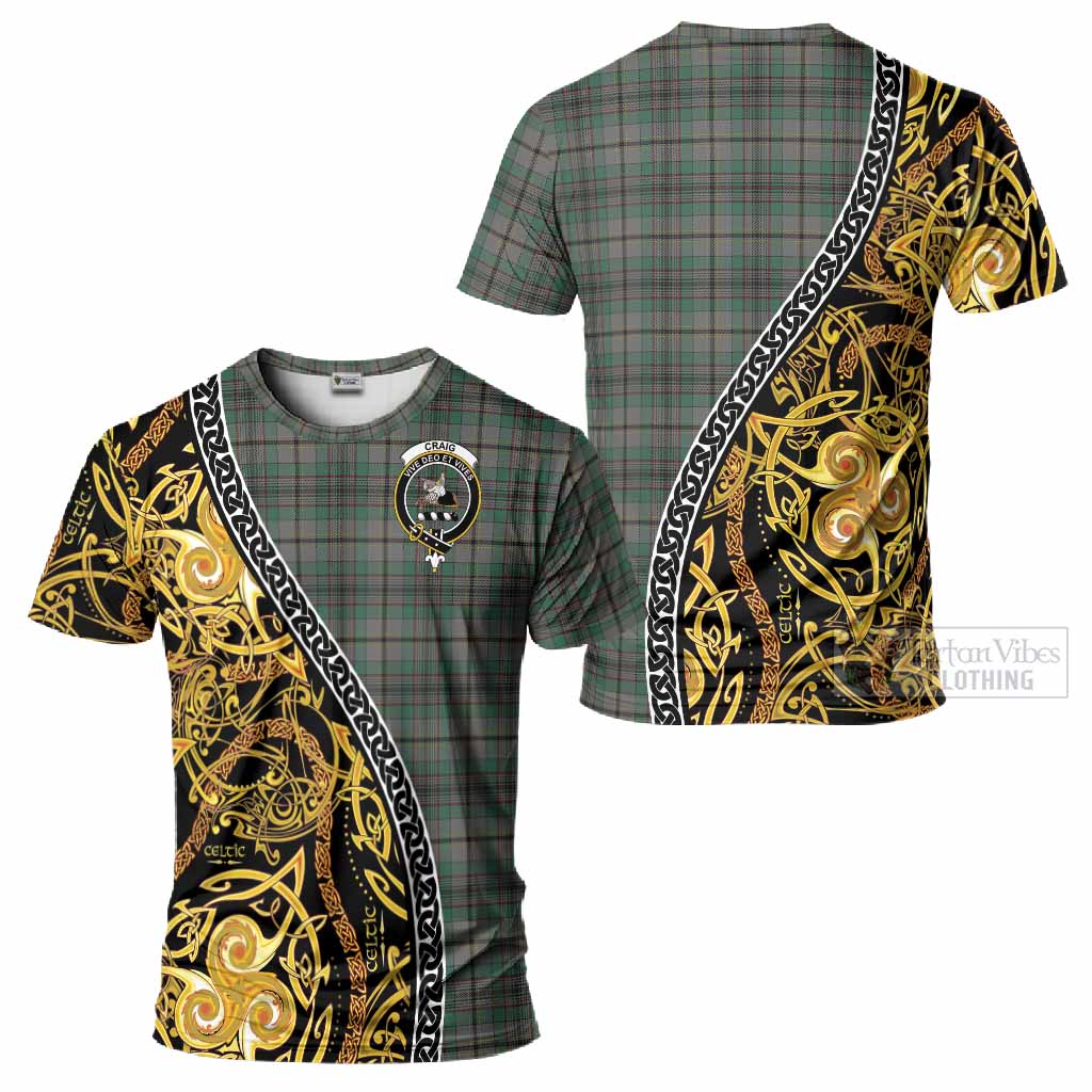 Craig Tartan Crest T-Shirt Celtic Knot and Triple Trickle Spiral Symbols