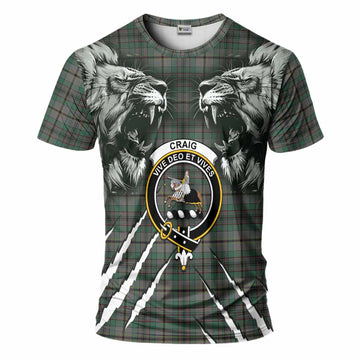 Craig Tartan Crest T-Shirt Ferocious Lion Style