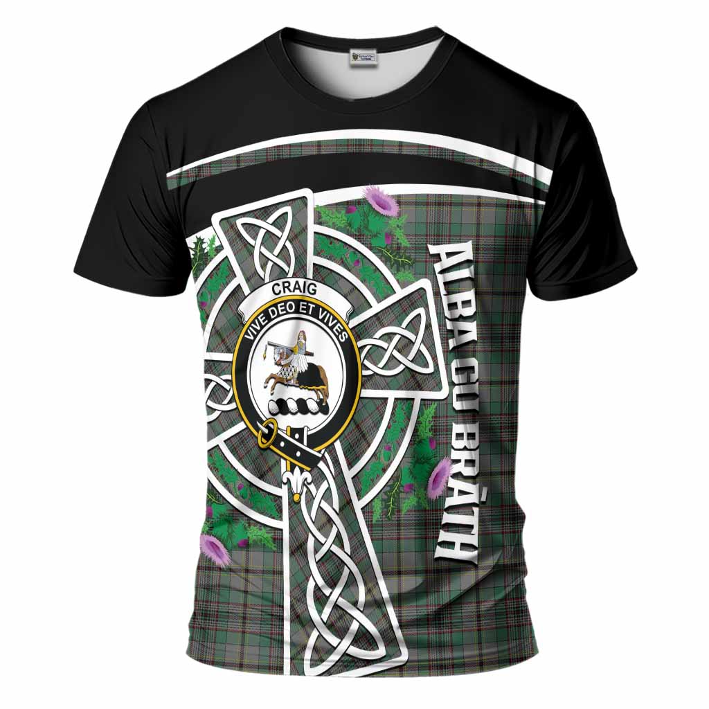 Craig Tartan Crest T-Shirt Scottish Thistle Celtic Cross Alba Gu Brath