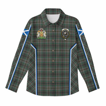 Craig Tartan Crest Women Casual Shirt Scotland Coat of Arm Flag Style