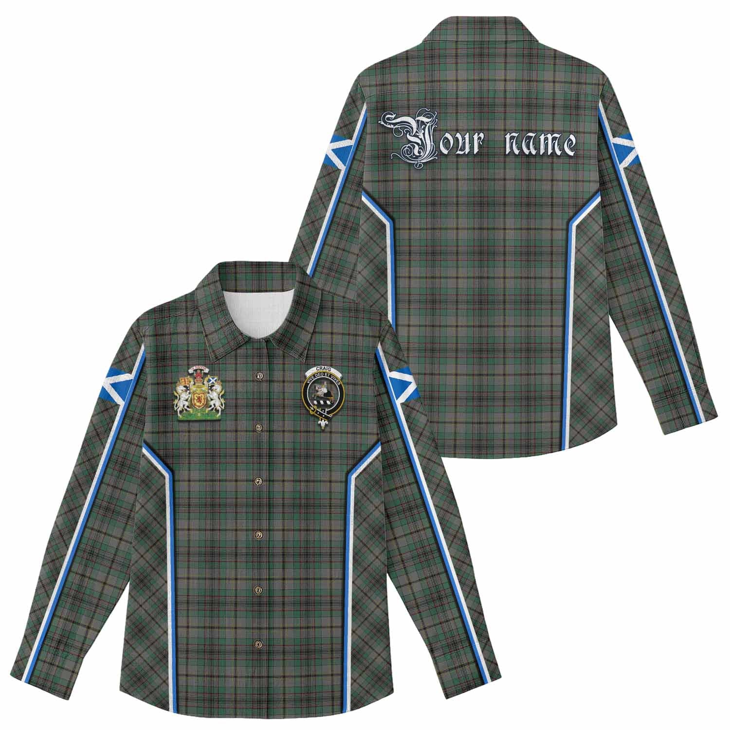 Craig Tartan Crest Women Casual Shirt Scotland Coat of Arm Flag Style - Tartan Vibes Clothing