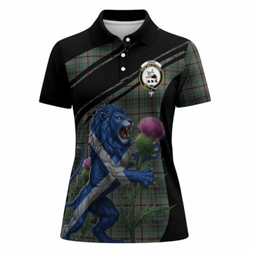 Craig Tartan Crest Women Polo Shirt Scottish Lion Rampant Thistle