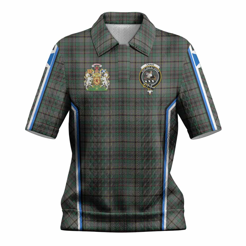 Craig Tartan Crest Women’s Polo Sweater Top Scotland Coat of Arm Flag Style