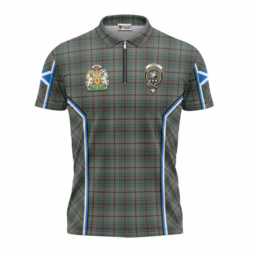 Craig Tartan Crest Zipper Polo Shirt Scotland Coat of Arm Flag Style - Tartan Vibes Clothing