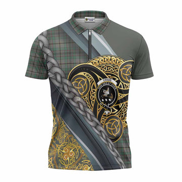 Craig Tartan Crest Zipper Polo Shirt Scottish Triskele Celtic