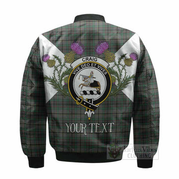Craig Tartan Family Crest Bomber Jacket Scottish Burns Night Thistle Floral