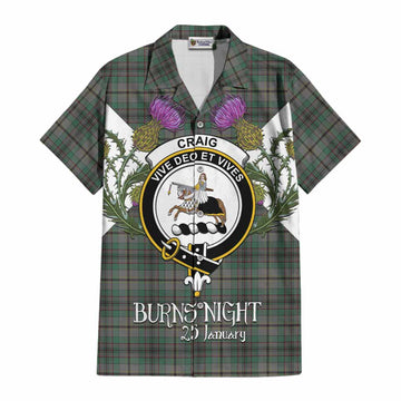 Craig Tartan Family Crest Cotton Hawaiian Shirt Scottish Burns Night Thistle Floral