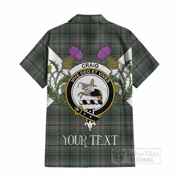 Craig Tartan Family Crest Cotton Hawaiian Shirt Scottish Burns Night Thistle Floral
