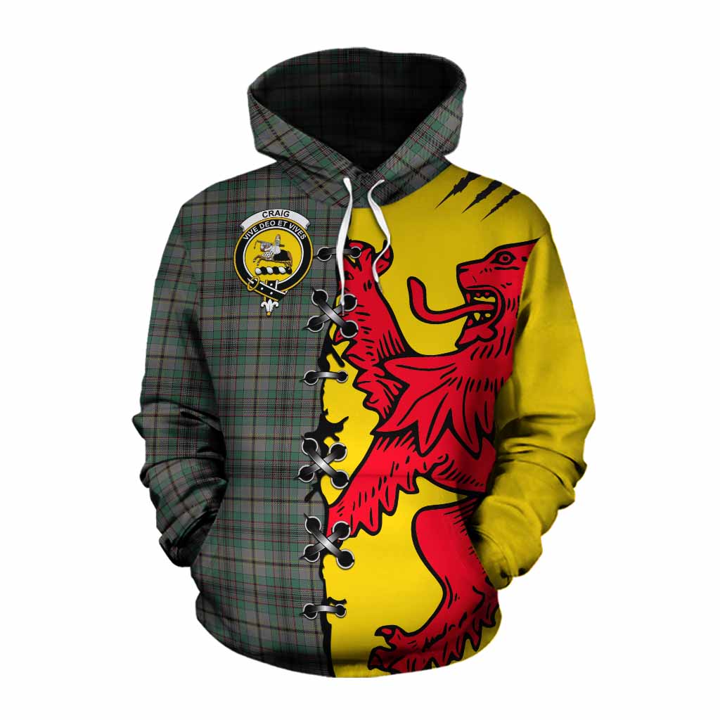Craig Tartan Family Crest Cotton Hoodie Lion Rampant Honor - Tartan Vibes Clothing
