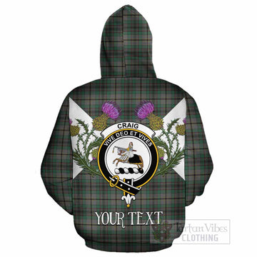 Craig Tartan Family Crest Cotton Hoodie Scottish Burns Night Thistle Floral
