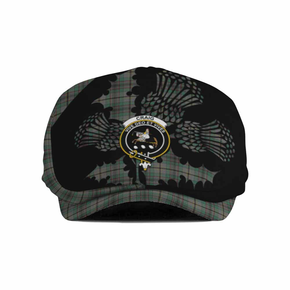 Craig Tartan Family Crest Flat Cap, Jeff Cap Scotland Thistle Floral