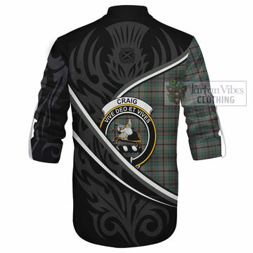 Craig Tartan Family Crest Ghillie Kilt Shirt Celtic Scottish Thistle Floral