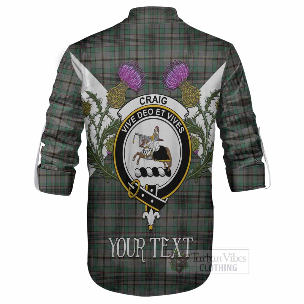 Craig Tartan Family Crest Ghillie Shirt Scottish Burns Night Thistle Floral