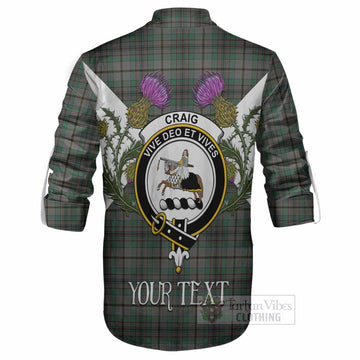 Craig Tartan Family Crest Ghillie Shirt Scottish Burns Night Thistle Floral