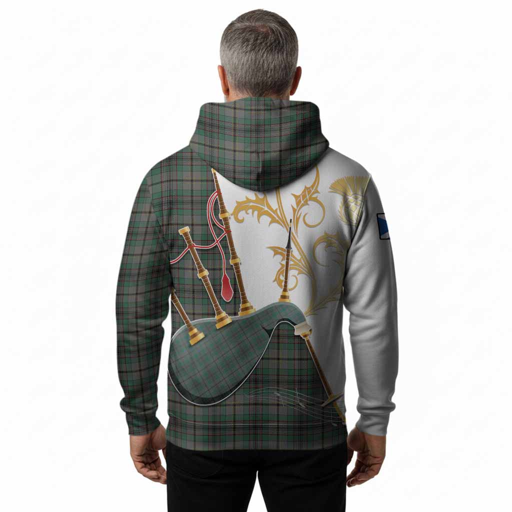 Craig Tartan Family Crest Hoodie Bagpipes with Scottish Thistle