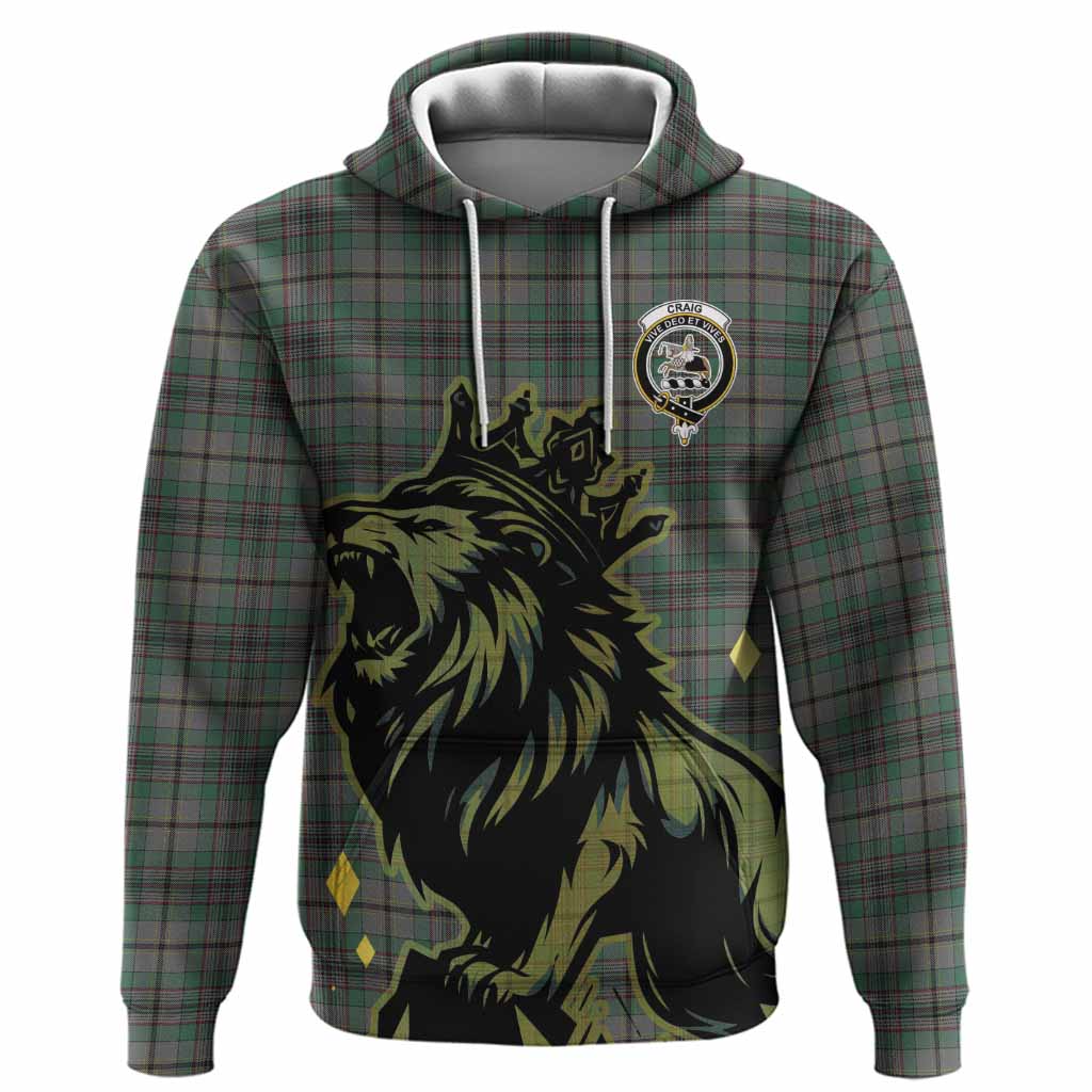 Craig Tartan Family Crest Hoodie Crowned Lion Roaring
