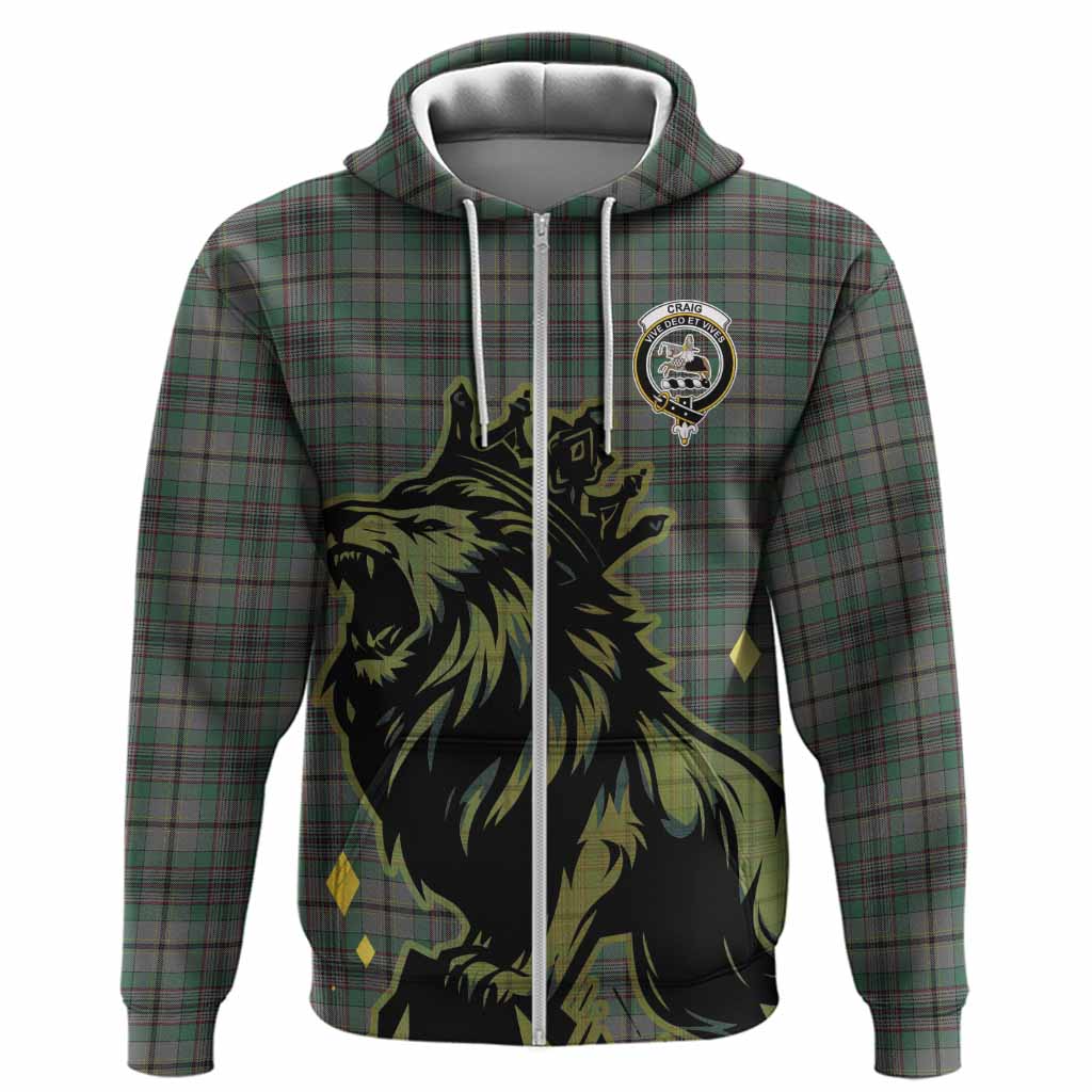 Craig Tartan Family Crest Hoodie Crowned Lion Roaring