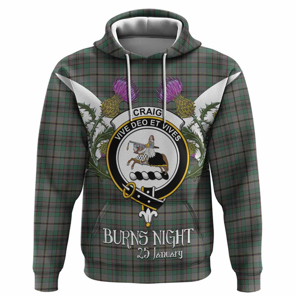 Craig Tartan Family Crest Hoodie Scottish Burns Night Thistle Floral