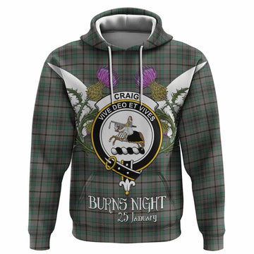 Craig Tartan Family Crest Hoodie Scottish Burns Night Thistle Floral
