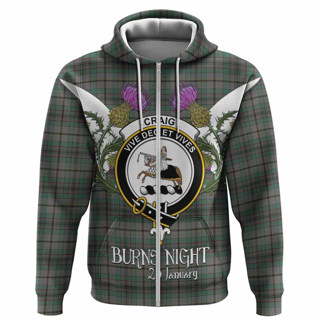 Craig Tartan Family Crest Hoodie Scottish Burns Night Thistle Floral