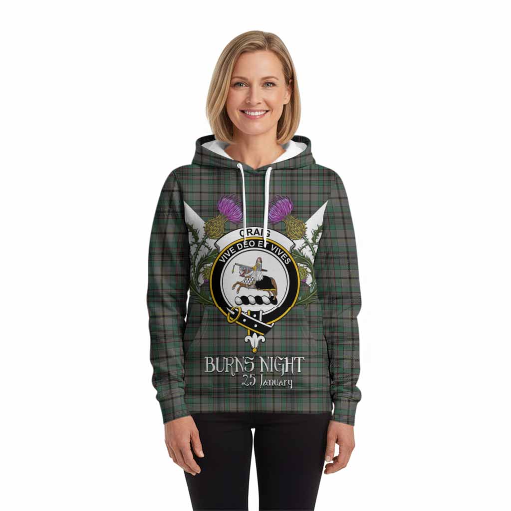 Craig Tartan Family Crest Hoodie Scottish Burns Night Thistle Floral