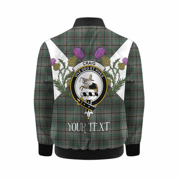 Craig Tartan Family Crest Kid Bomber Jacket Scottish Burns Night Thistle Floral