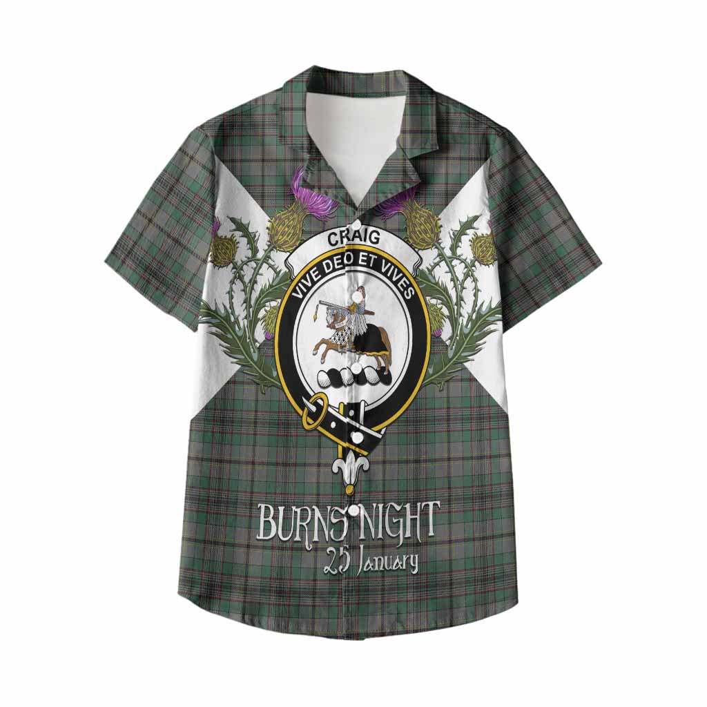Craig Tartan Family Crest Kid Hawaiian Shirt Scottish Burns Night Thistle Floral