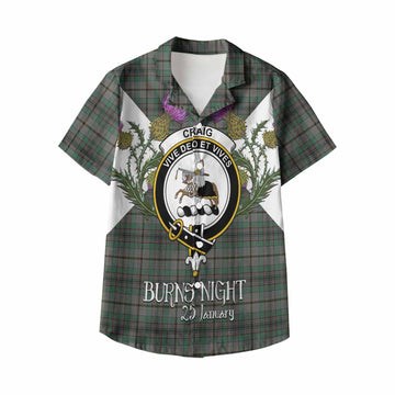 Craig Tartan Family Crest Kid Hawaiian Shirt Scottish Burns Night Thistle Floral