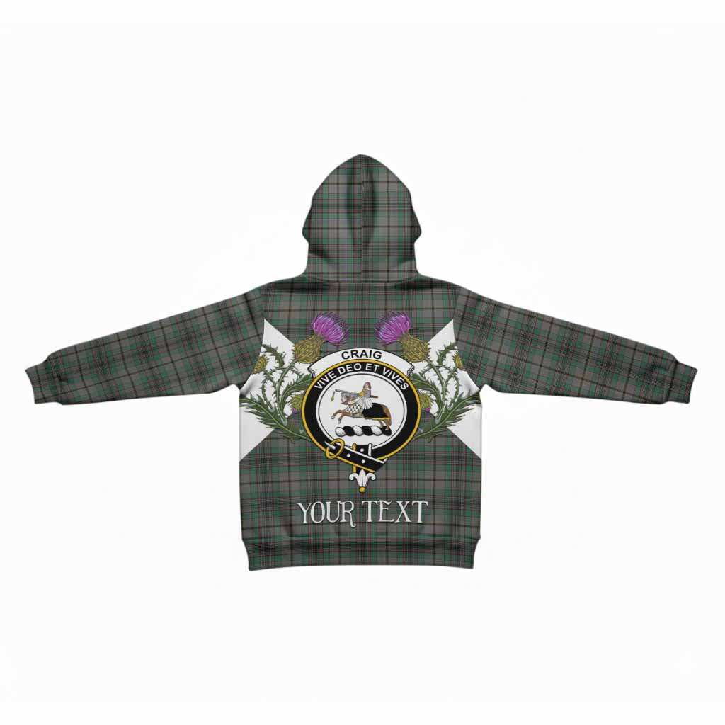 Craig Tartan Family Crest Kid Hoodie Scottish Burns Night Thistle Floral