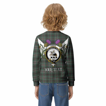 Craig Tartan Family Crest Kid Knitted Sweatshirt Scottish Burns Night Thistle Floral