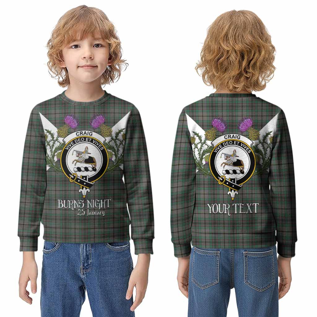 Craig Tartan Family Crest Kid Knitted Sweatshirt Scottish Burns Night Thistle Floral