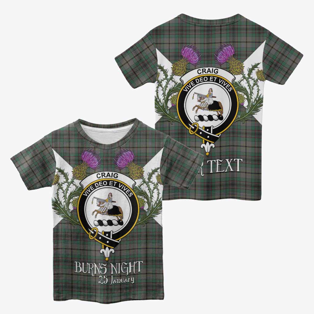 Craig Tartan Family Crest Kid T-shirt Scottish Burns Night Thistle Floral