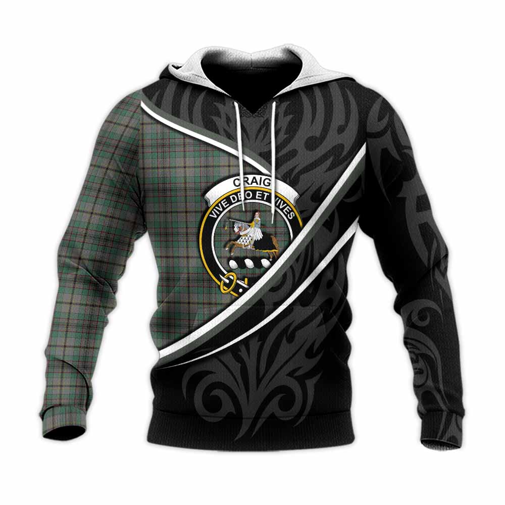Craig Tartan Family Crest Knitted Hoodie Celtic Scottish Thistle Floral - Tartan Vibes Clothing