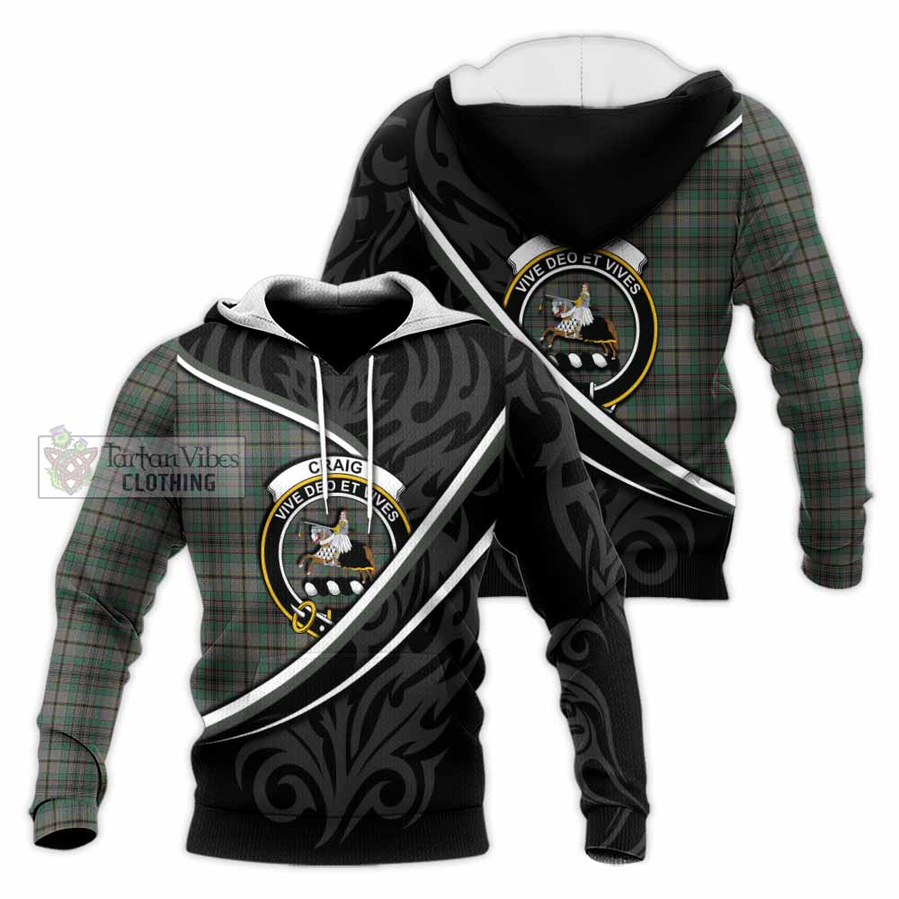 Craig Tartan Family Crest Knitted Hoodie Celtic Scottish Thistle Floral - Tartan Vibes Clothing