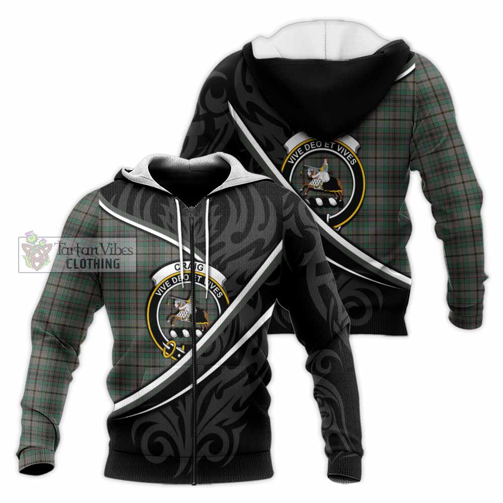 Craig Tartan Family Crest Knitted Hoodie Celtic Scottish Thistle Floral - Tartan Vibes Clothing
