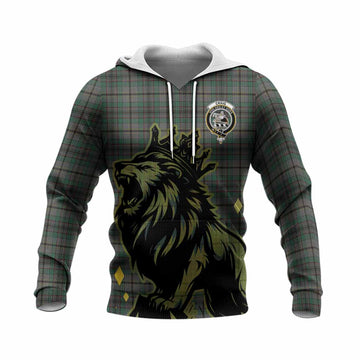 Craig Tartan Family Crest Knitted Hoodie Crowned Lion Roaring