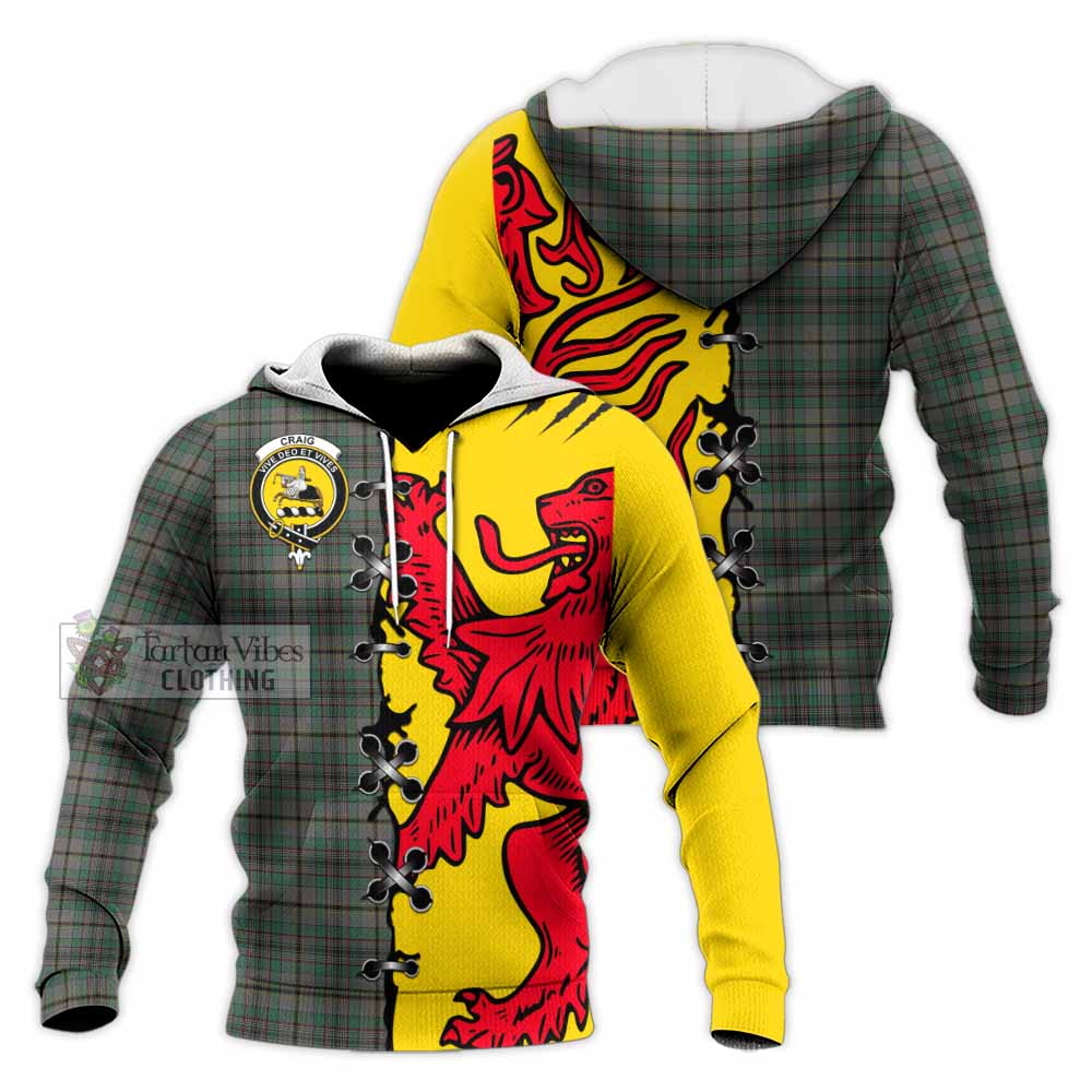 Craig Tartan Family Crest Knitted Hoodie Lion Rampant Honor - Tartan Vibes Clothing