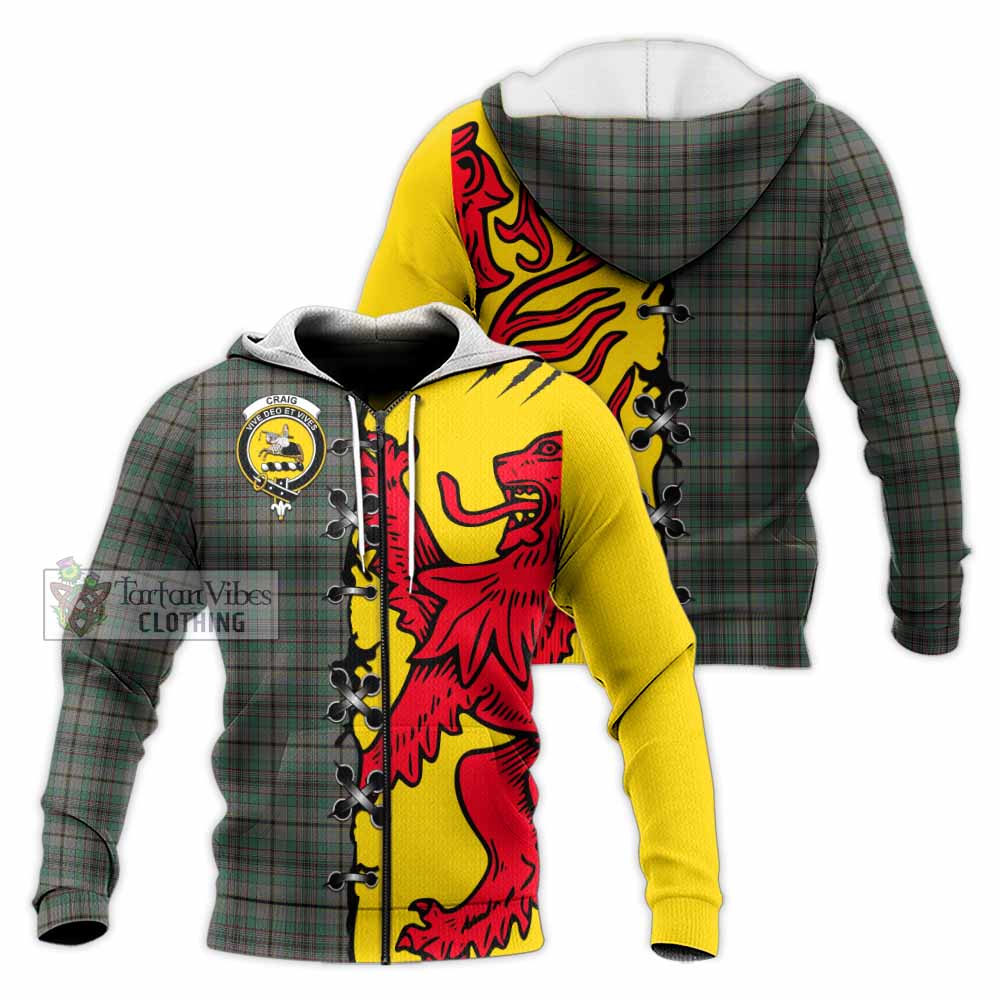 Craig Tartan Family Crest Knitted Hoodie Lion Rampant Honor - Tartan Vibes Clothing