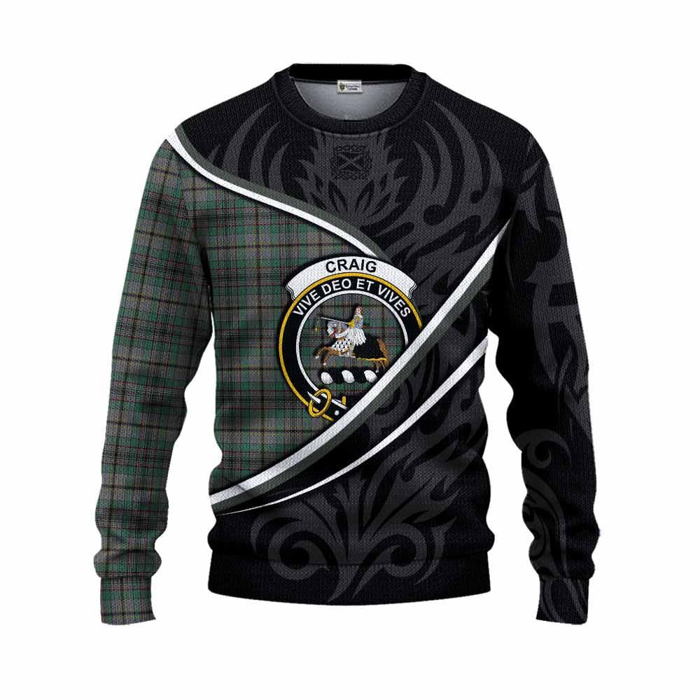 Craig Tartan Family Crest Knitted Sweater Celtic Scottish Thistle Floral - Tartan Vibes Clothing