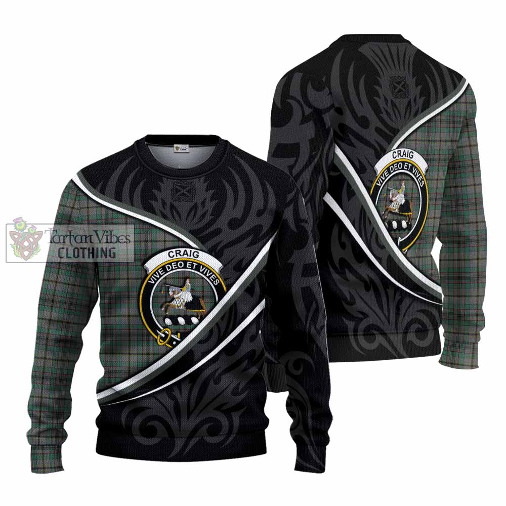Craig Tartan Family Crest Knitted Sweater Celtic Scottish Thistle Floral - Tartan Vibes Clothing