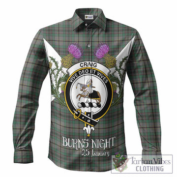Craig Tartan Family Crest Long Sleeve Button Shirts Scottish Burns Night Thistle Floral