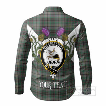 Craig Tartan Family Crest Long Sleeve Button Shirts Scottish Burns Night Thistle Floral
