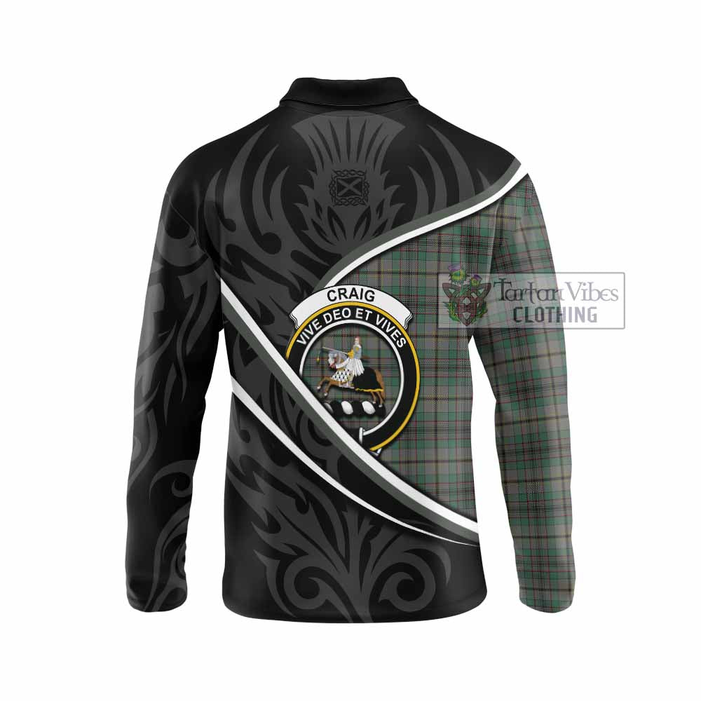 Craig Tartan Family Crest Long Sleeve Polo Shirt Celtic Scottish Thistle Floral - Tartan Vibes Clothing