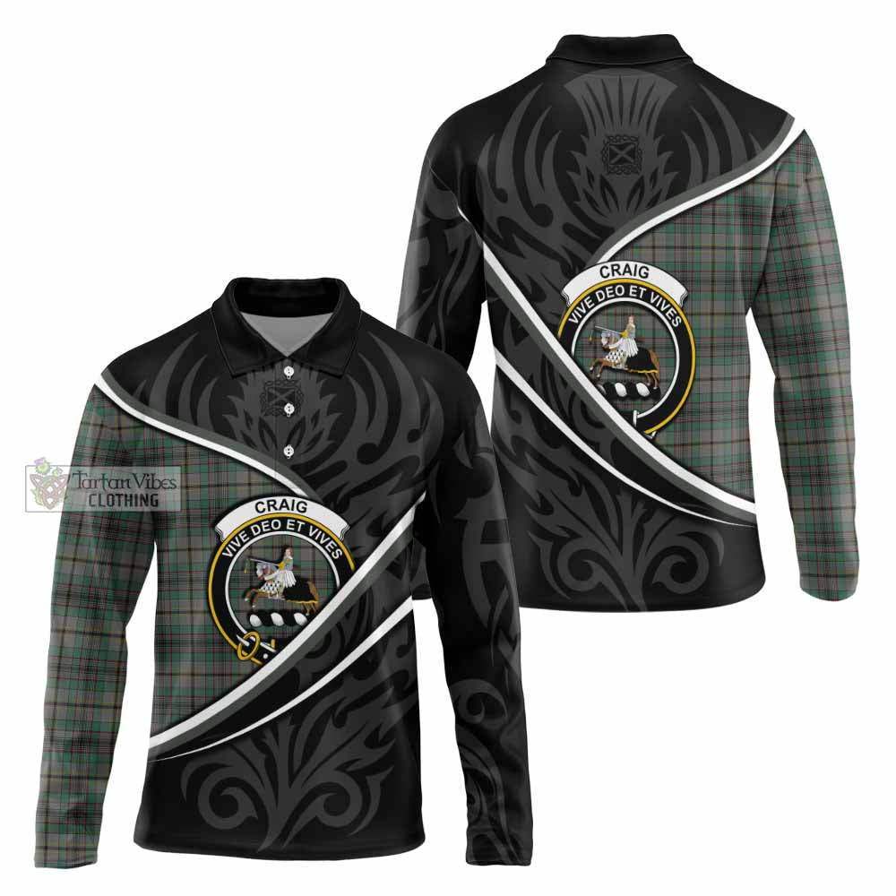 Craig Tartan Family Crest Long Sleeve Polo Shirt Celtic Scottish Thistle Floral - Tartan Vibes Clothing