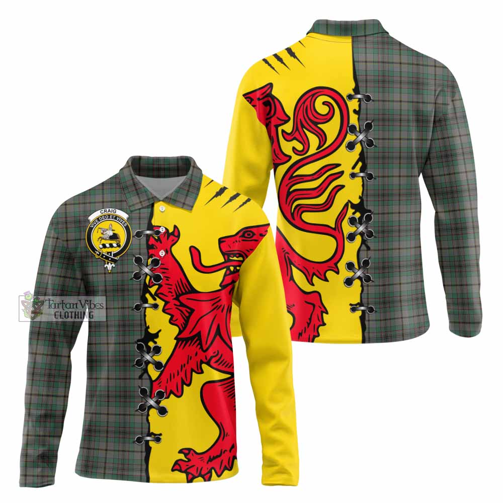 Craig Tartan Family Crest Long Sleeve Polo Shirt Lion Rampant Honor - Tartan Vibes Clothing