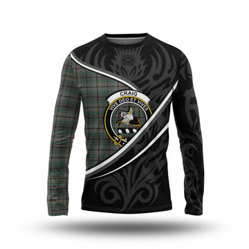 Craig Tartan Family Crest Long Sleeve T-Shirt Celtic Scottish Thistle Floral
