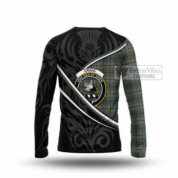 Craig Tartan Family Crest Long Sleeve T-Shirt Celtic Scottish Thistle Floral