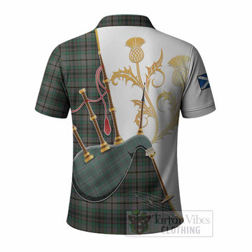 Craig Tartan Family Crest Polo Shirt Bagpipes with Scottish Thistle
