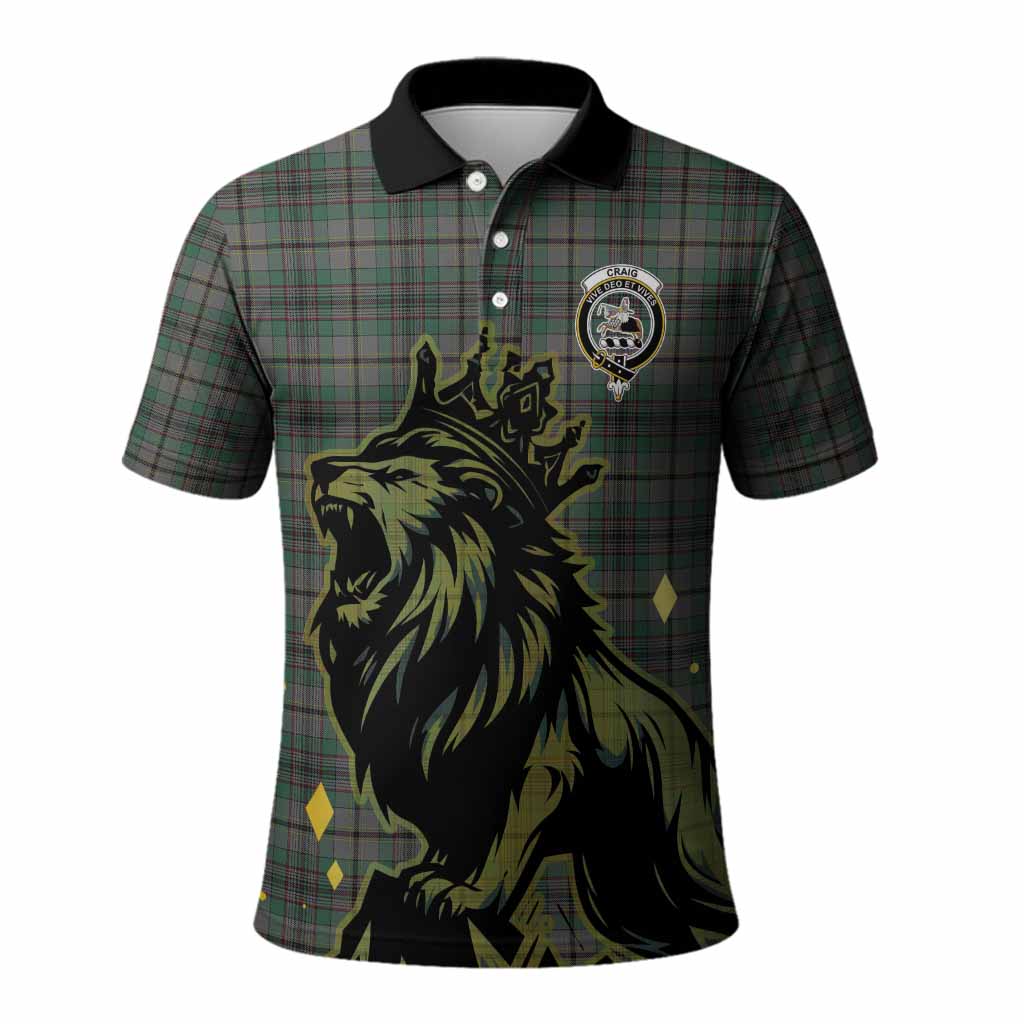 Craig Tartan Family Crest Polo Shirt Crowned Lion Roaring